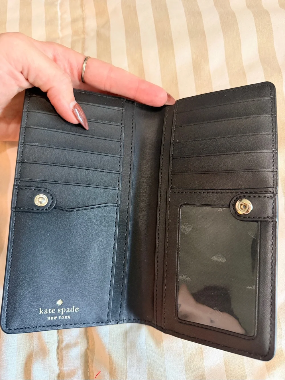 kate spade Two-Tone Black and Blush Saffiano Wallet